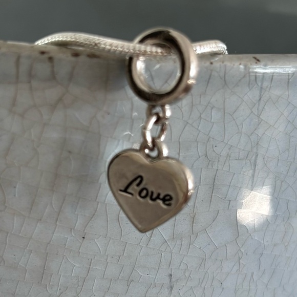 Jewelry - Love Charm Bracelet - Sterling Silver Snake Chain 7.5”